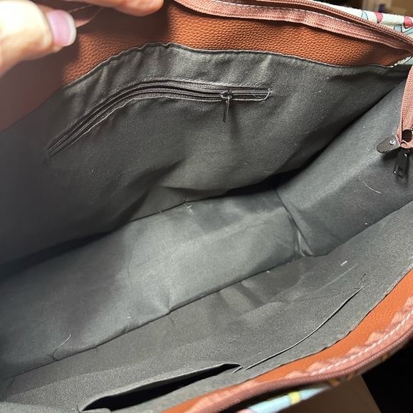 NWOT WAN & KELO Tote Western/Boho Aztec Print Large Zippered Canvas Tote - Picture 6 of 7